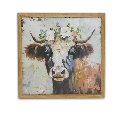 Floral Cow Canvas