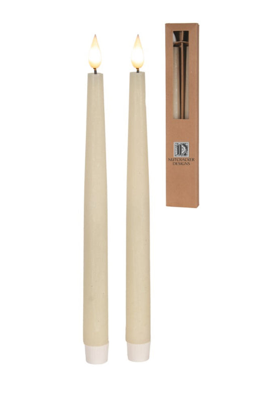 11” Ivory LED Taper Candles | Set of 2