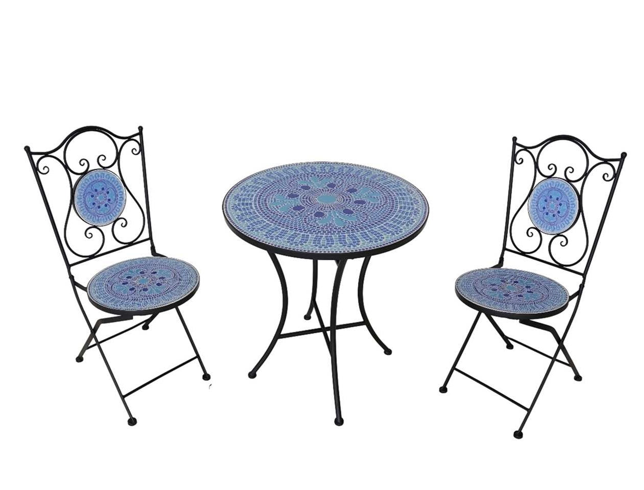 Blue Mosaic Bistro Table and Chairs