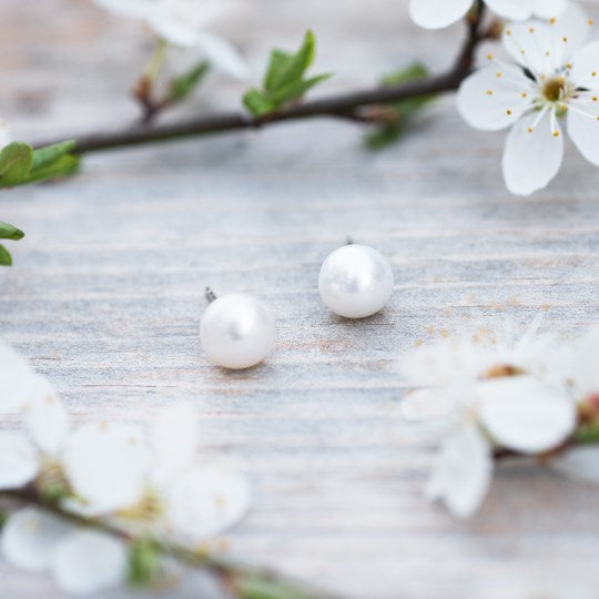 Pearl Studs | White