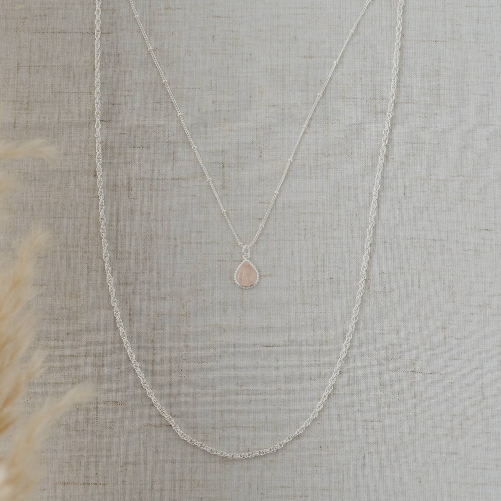 Paris Drop Necklace | Rose Quartz