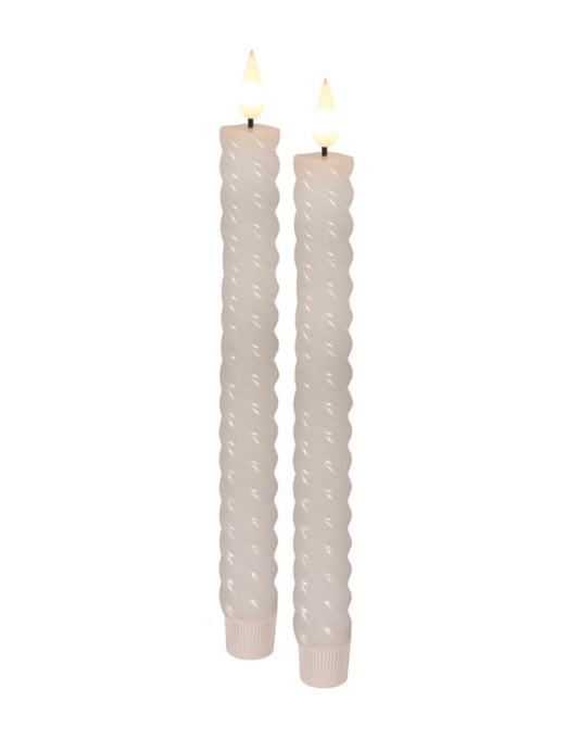 10” White LED Twist Taper Candles | Set of 2