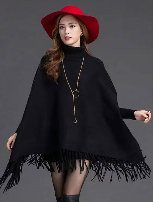 Turtleneck Poncho w/ Comfy Sleeves