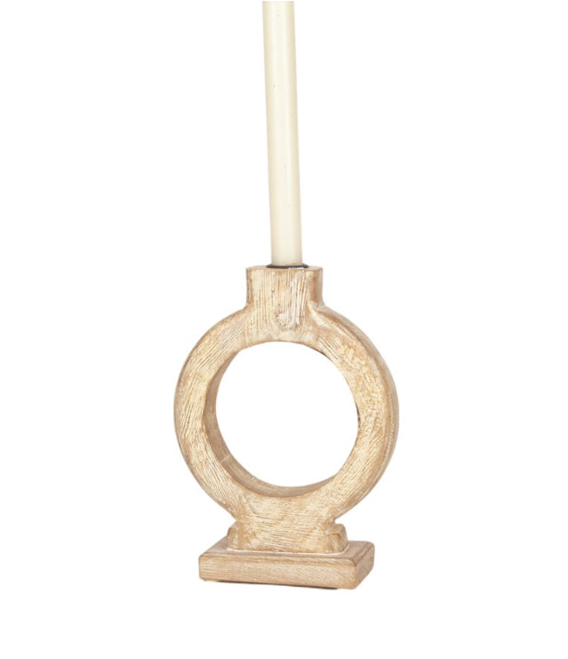 White Washed Circle Candle Holder
