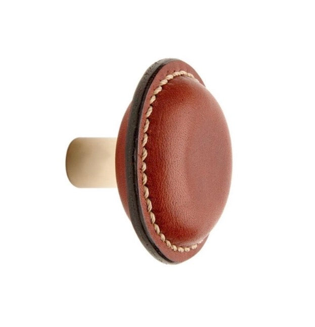 Brown Genuine Leather Knob