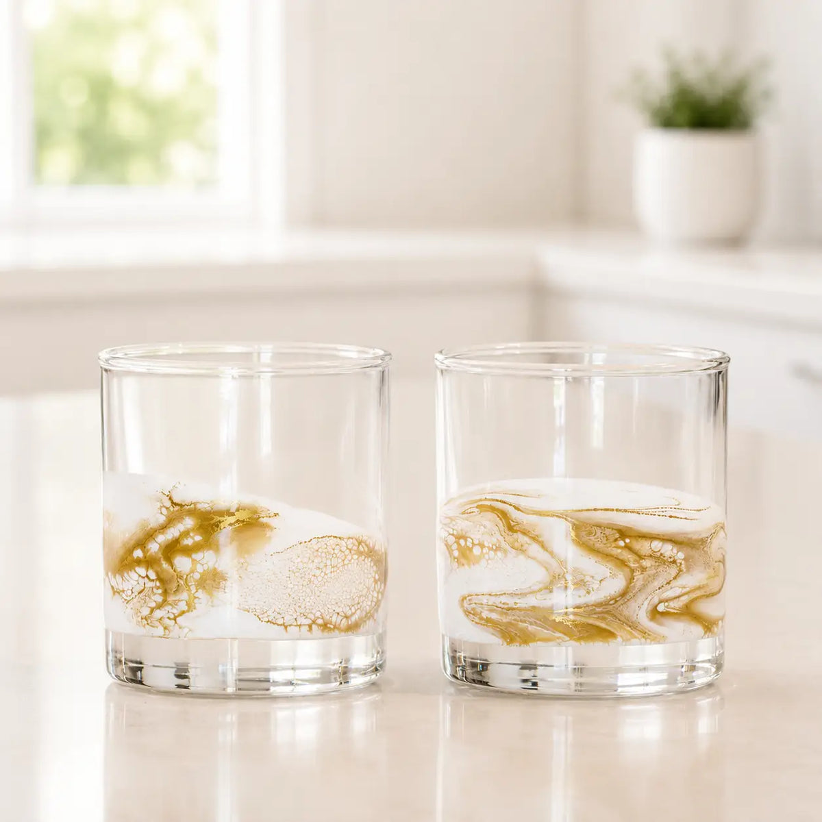 Resin Accented Whiskey Glasses | Set of 2 w/ Gift Box