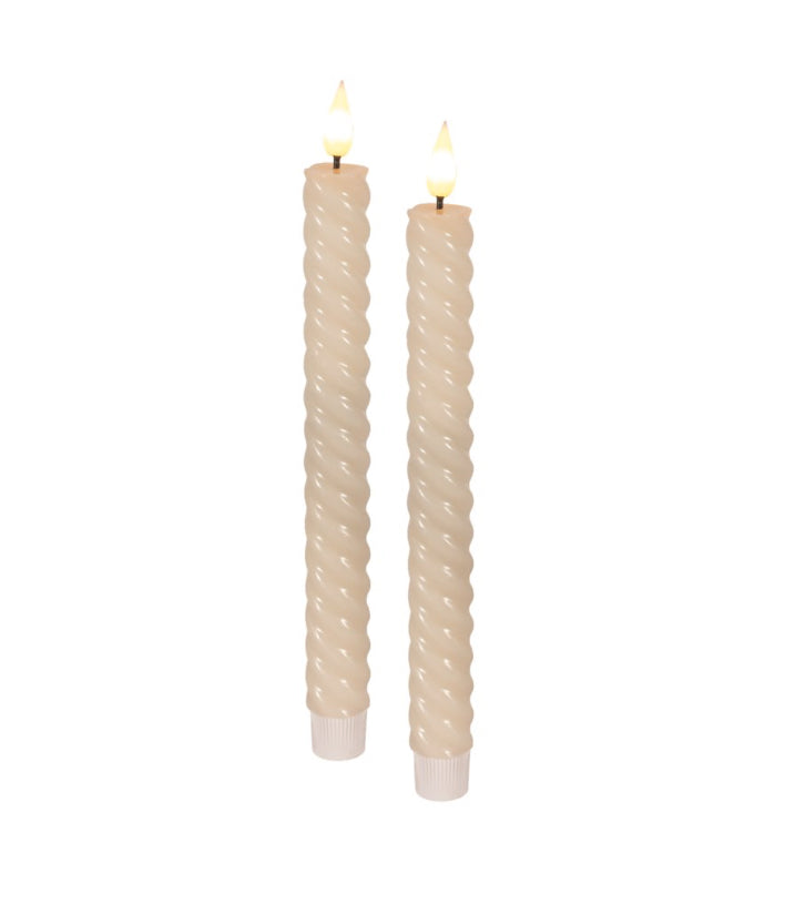 10” Ivory LED Twist Taper Candles | Set of 2