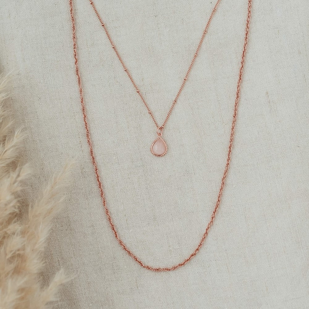 Paris Drop Necklace | Rose Quartz