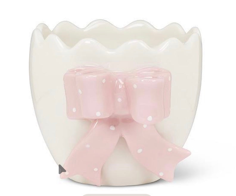 Egg Vase w/ Pink Bow