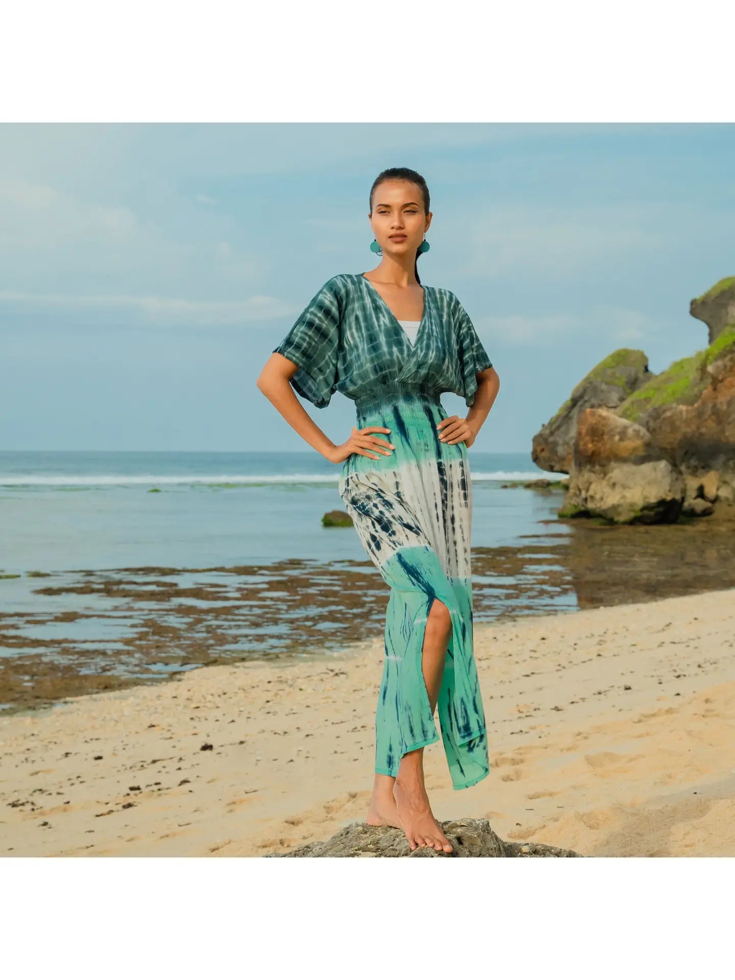 Tie Dye Striped Maxi Dress