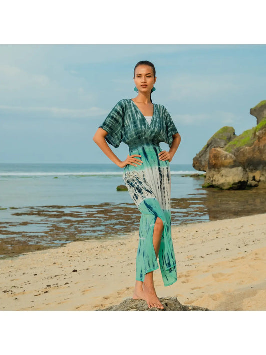Tie Dye Striped Maxi Dress