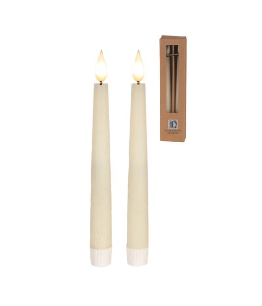 8” Ivory LED Taper Candles | Set of 2