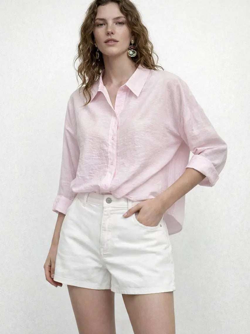 Oversized Crinkle Cotton Shirt