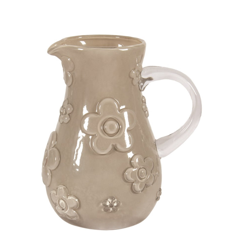 Floral Glass Pitcher