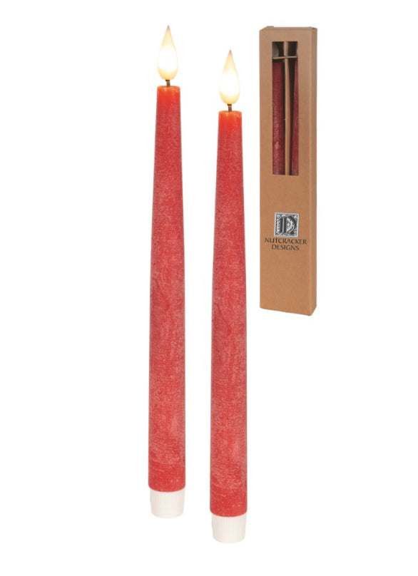 11” Red LED Taper Candles | Set of 2