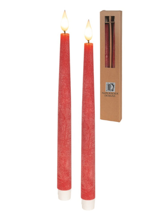 11” Red LED Taper Candles | Set of 2