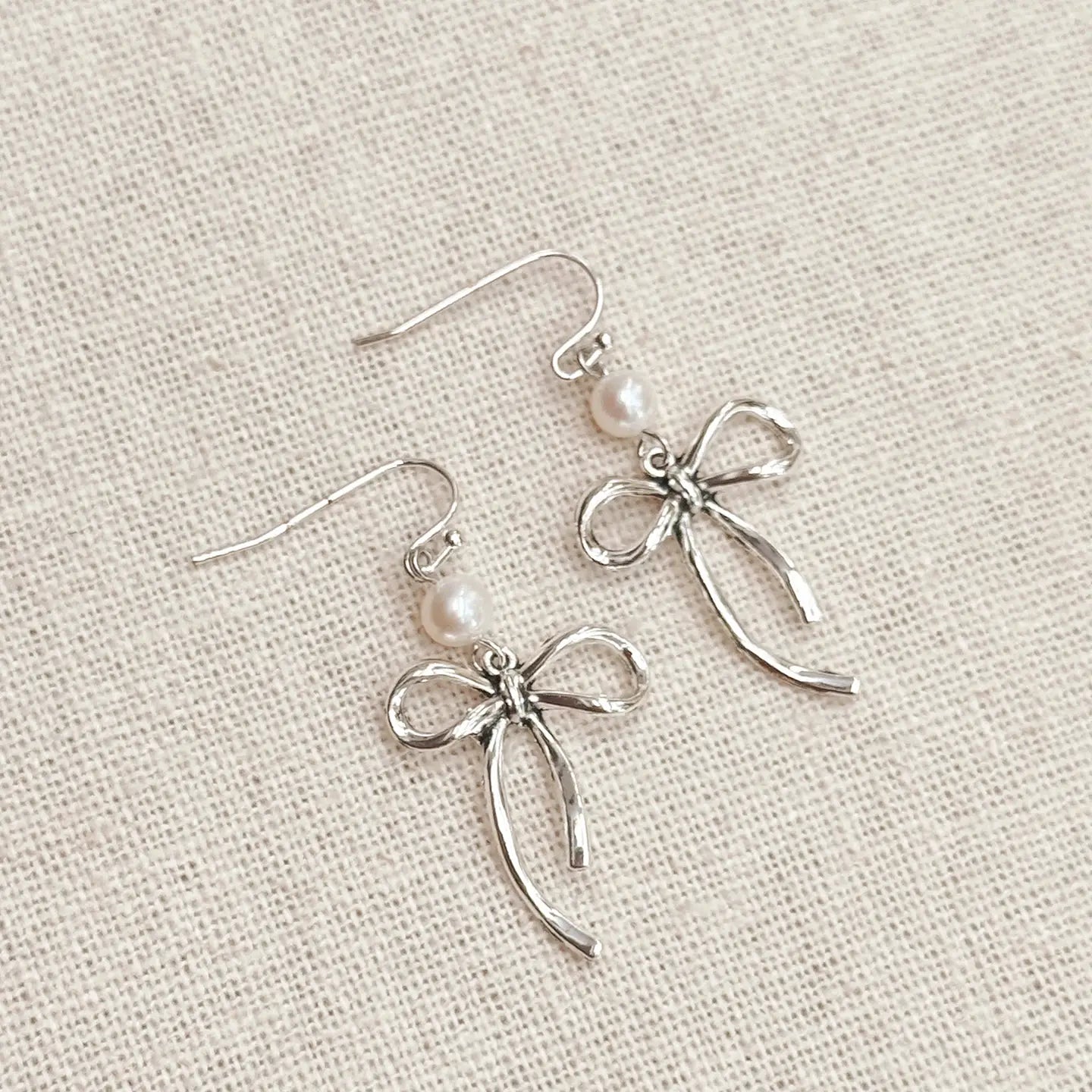 Bow Pearl Drop Earrings