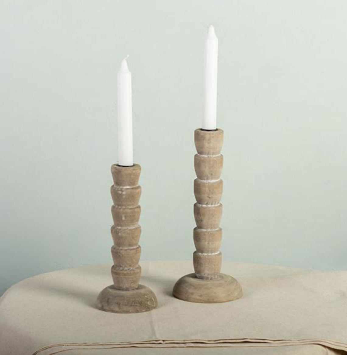 Wooden Bobbin-Style Candle Holder