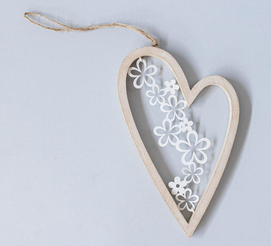 Wooden Heart w/ Floral Design