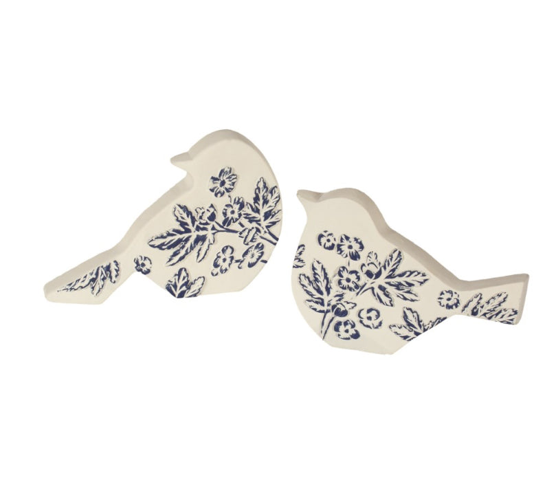 Blue Floral Embossed Birds