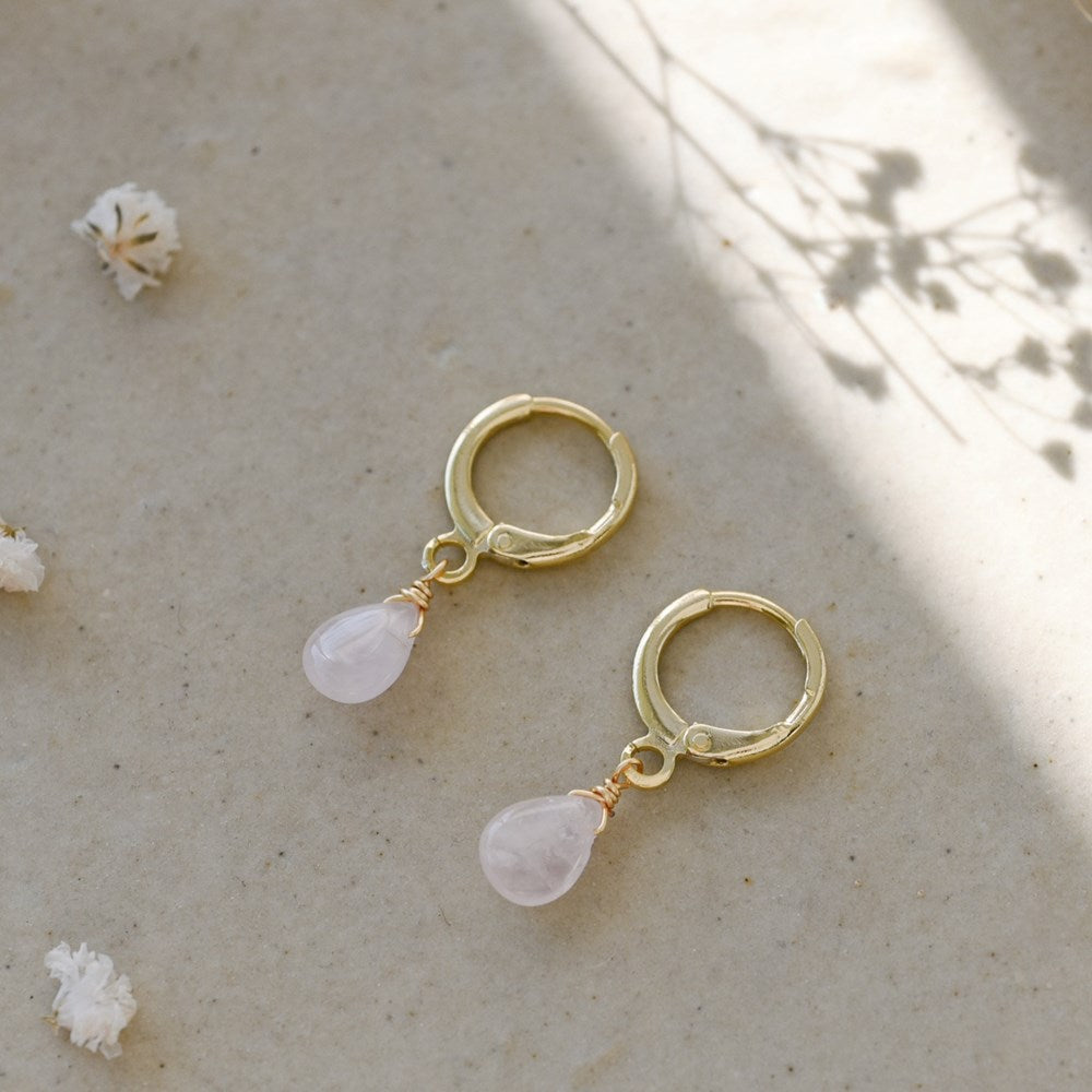 Zia Hoops | Rose Quartz