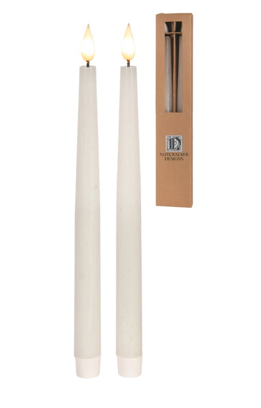 11” White LED Taper Candles | Set of 2