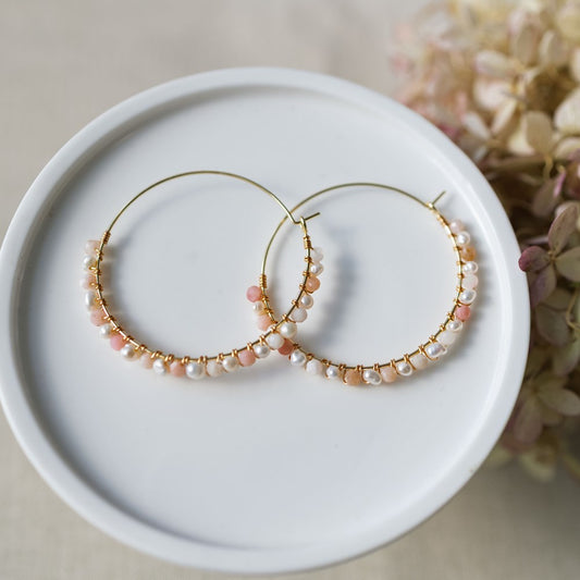 Lumi Hoops | Pearl/Pink Opalite