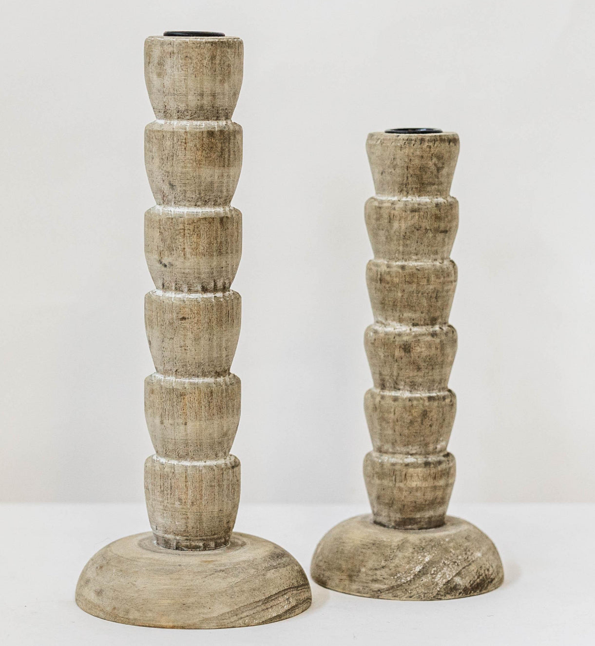 Wooden Bobbin-Style Candle Holder