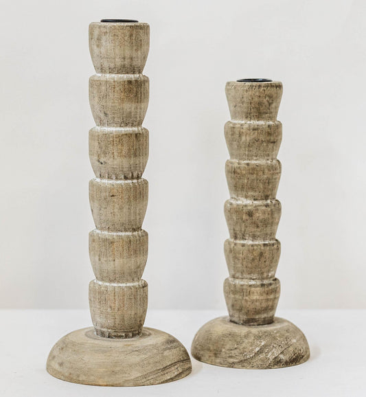 Wooden Bobbin-Style Candle Holder