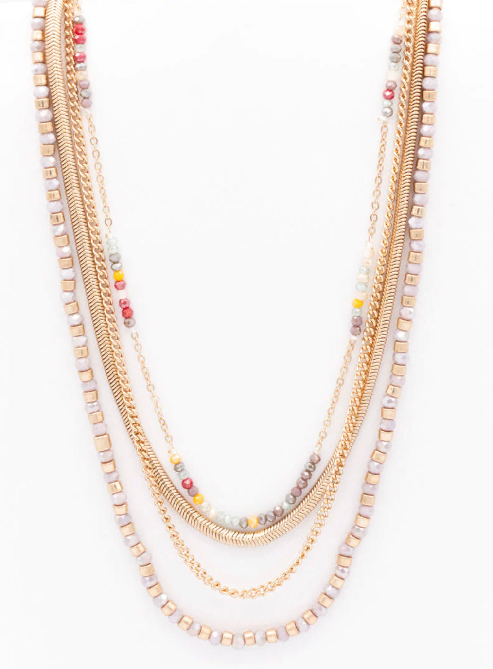 Gold Glass Bead/Metal Necklace