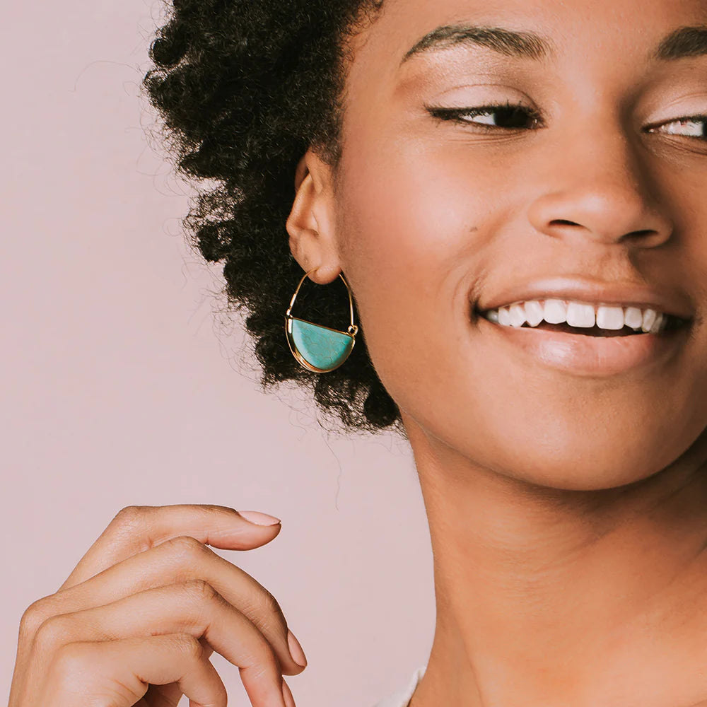 Stone Prism Hoop Earring