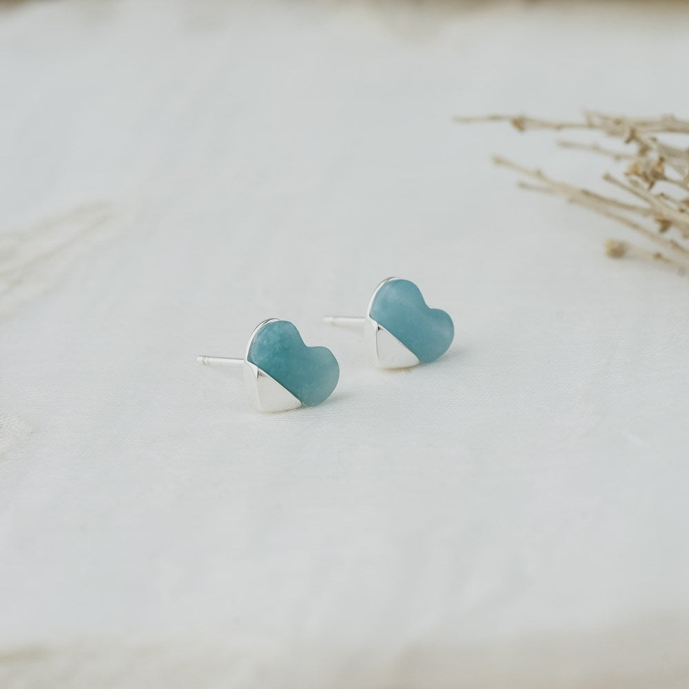 Full Heart Studs | Amazonite