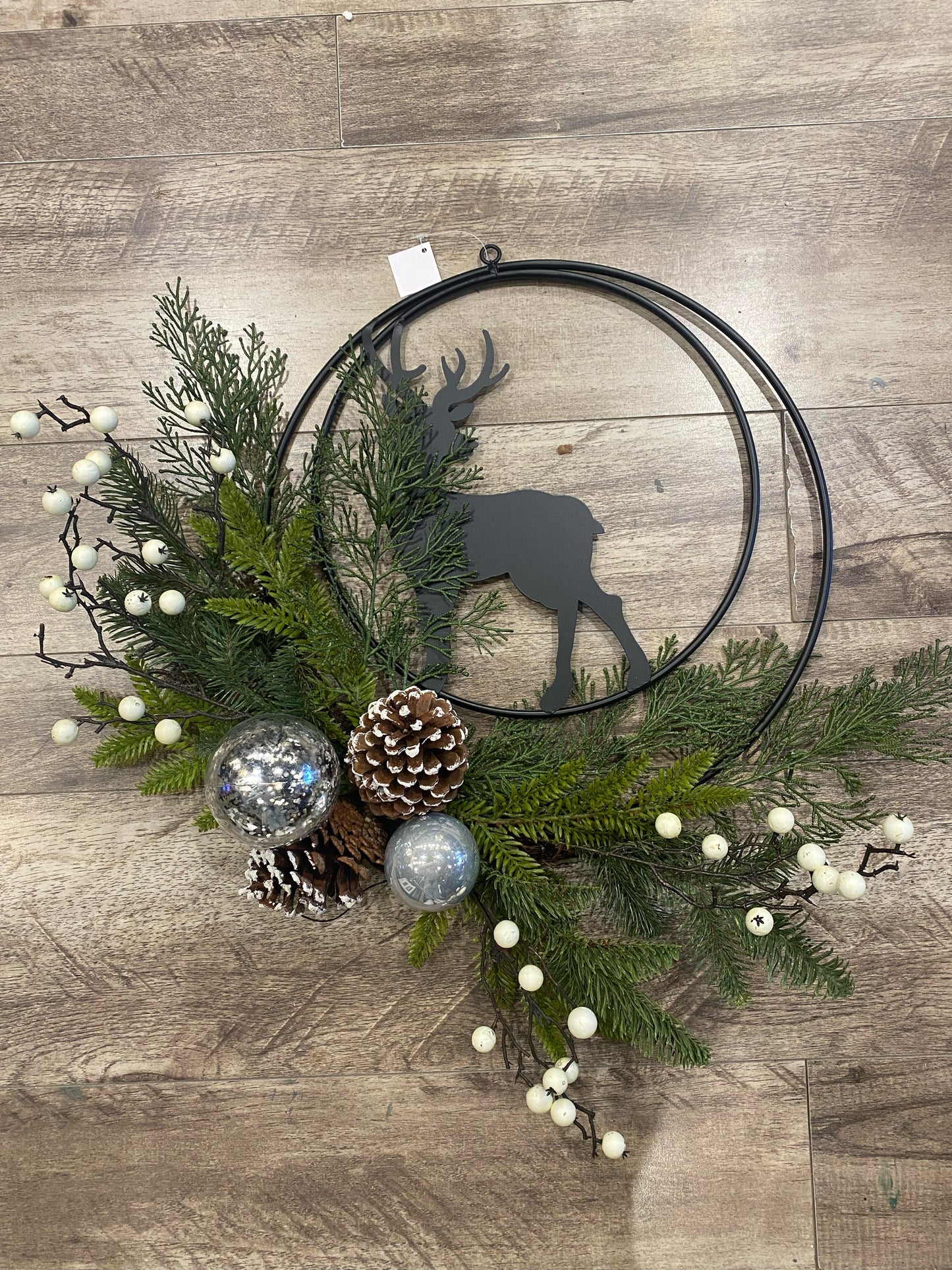 Black Metal Deer Wreath