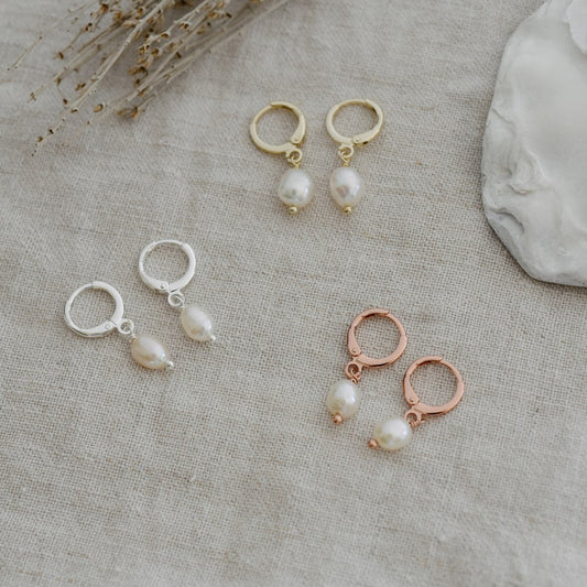 Bitsy  Hoops | White Pearl