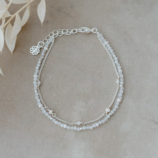 Bethany Bracelet | White Moonstone + White Pearl