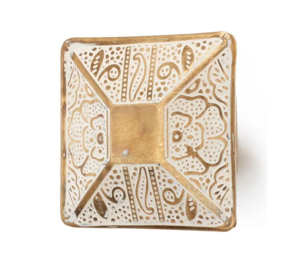 Brass Etched Floral Knob