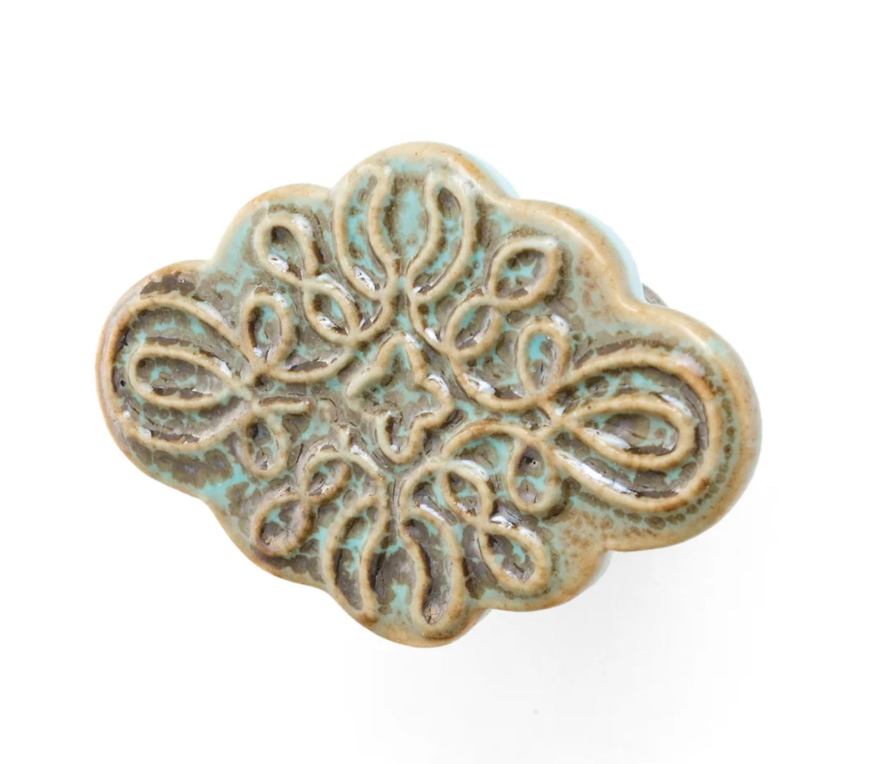 Sage Embossed Floral Knob