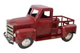 Red Metal Truck Planter