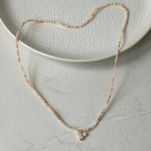 Colette Loop Necklace/Bracelet | Pink Opal