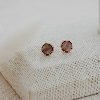 Phia Studs | Grey/Coffee Moonstone