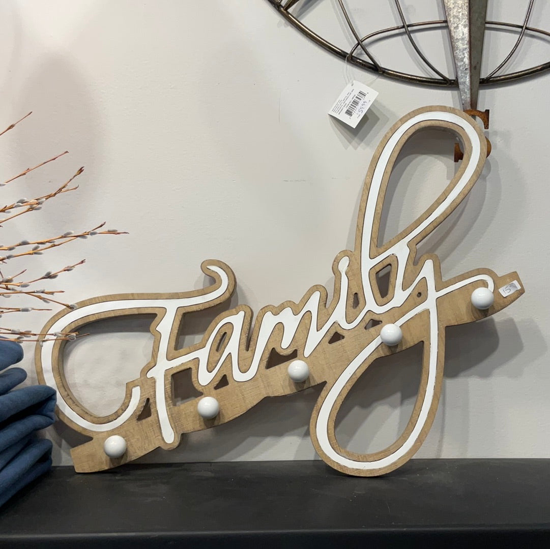 Family Sign w/ Hooks