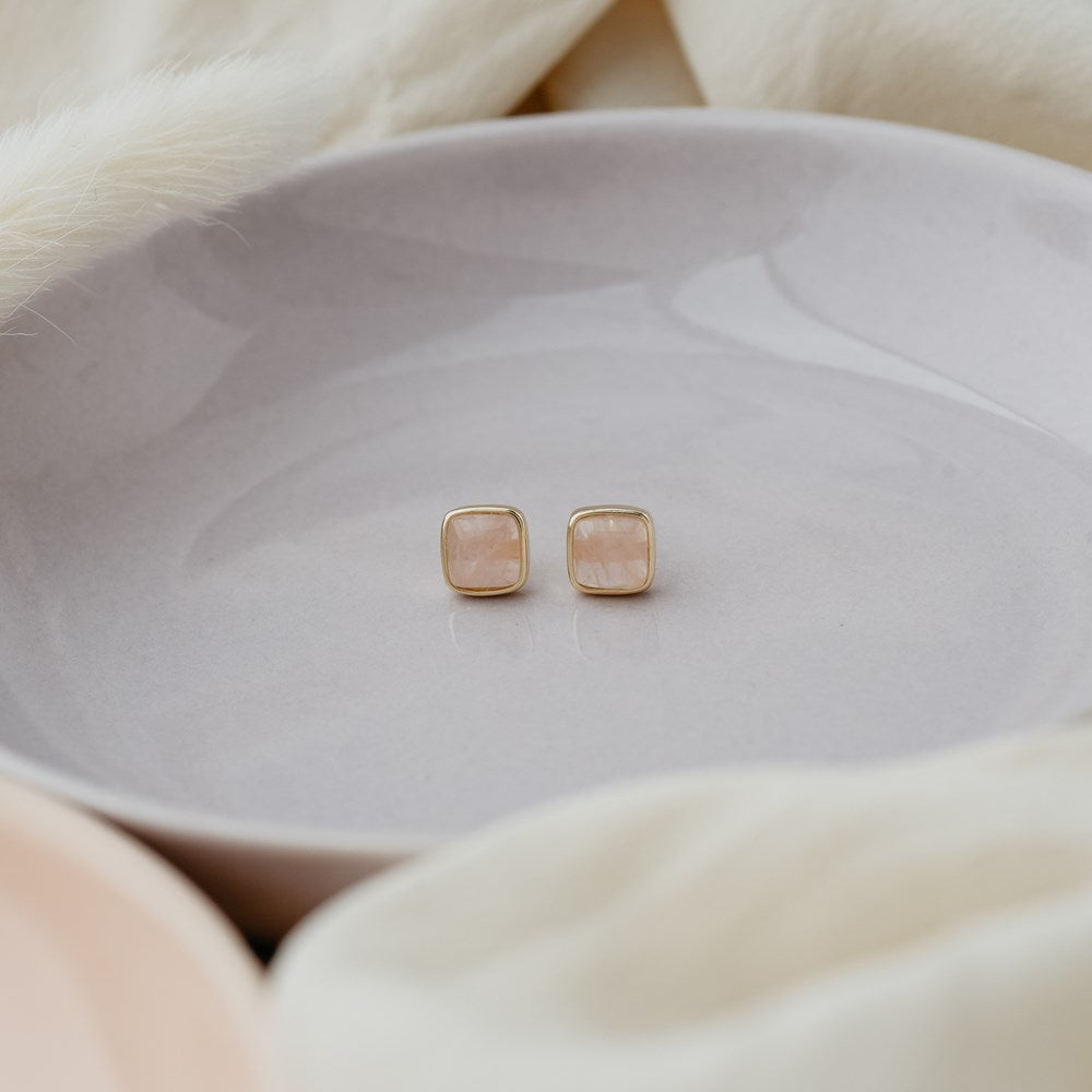 Quinn Studs | Rose Quartz