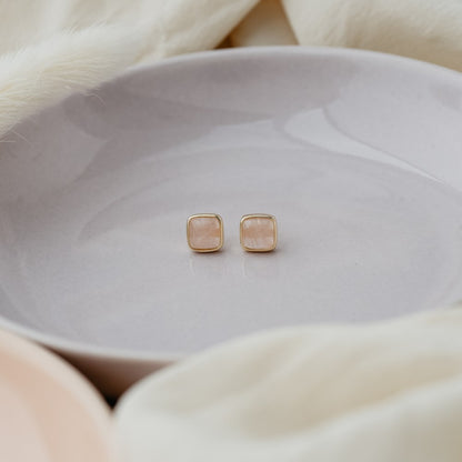 Quinn Studs | Rose Quartz