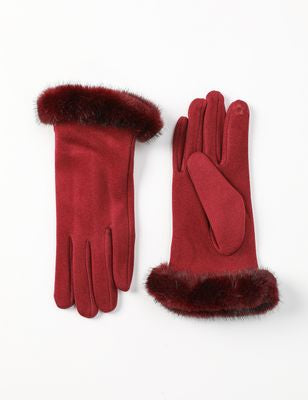 Faux Fur Cuffed Touchscreen Gloves