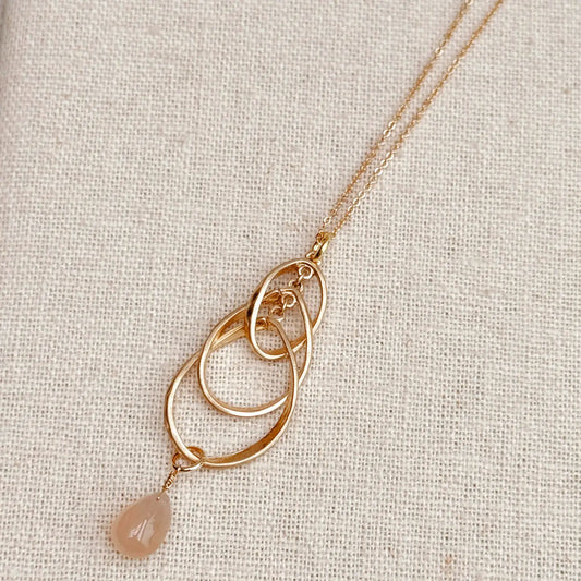 Pink Chalcedony Linked Ovals Necklace
