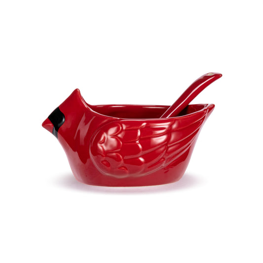 Ceramic Cardinal Bowl w/ Spoon