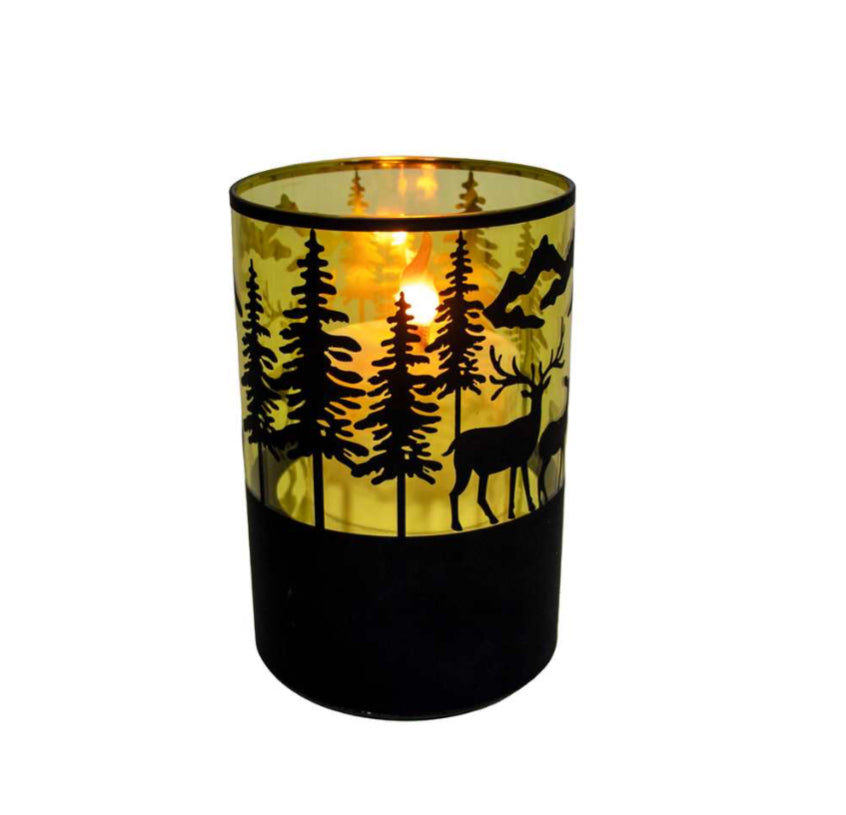 Winter Scene Flickering LED Candle