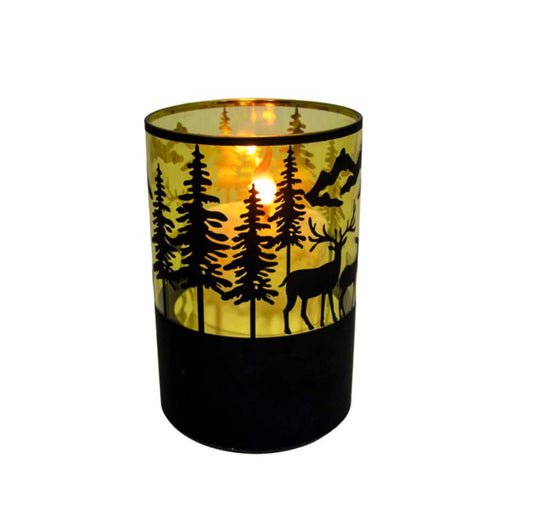 Winter Scene Flickering LED Candle