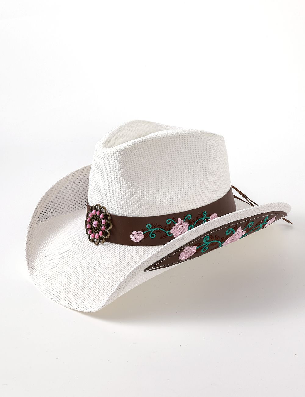 Floral Embroidery Cowboy Hat