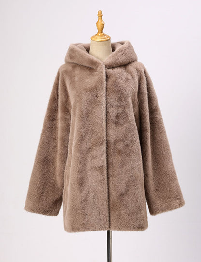 Faux Fur Coat w/ Hood